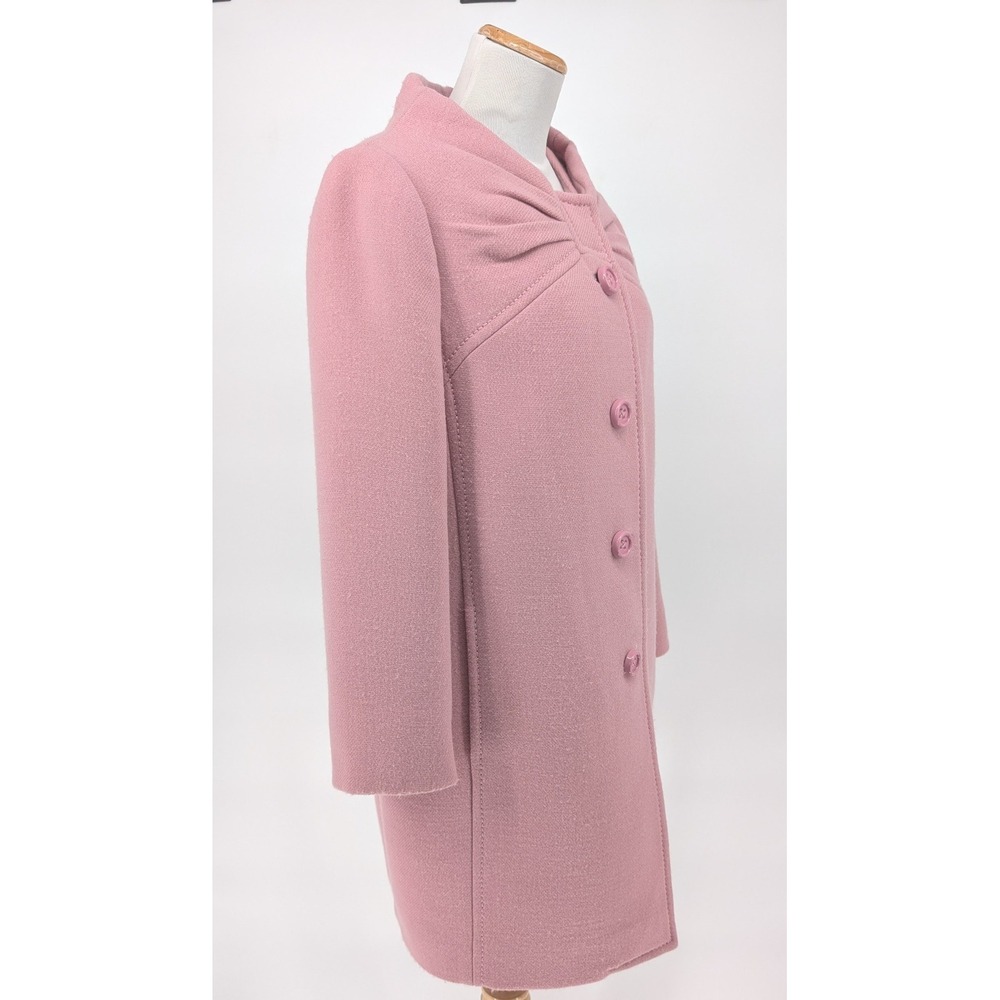 Kate Spade Etta Walking Coat Wool Blend Bow Collar Pink 8 Coquette Preppy Mod - Picture 5 of 14